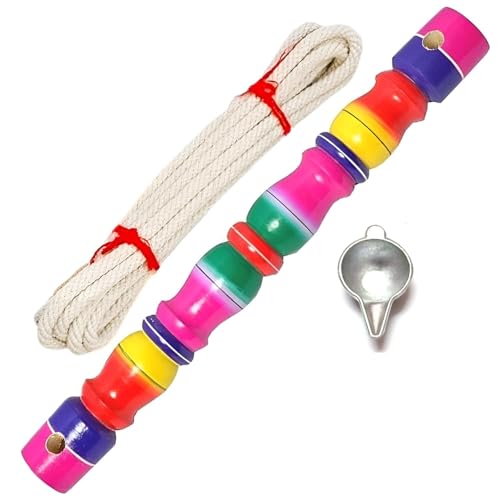 Image of Jayam Traditional Wooden Thottil Kambu /Baby Cradle Swing Stick /Rope /Sangu Aluminium Paladai /Bondla, 30 Centimeters, 3 Count