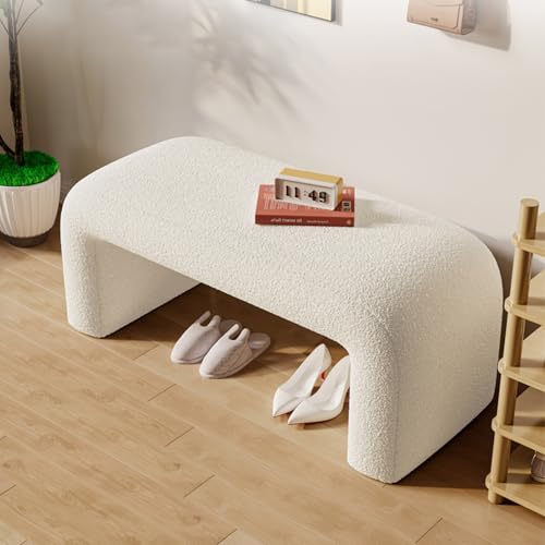 Tabouret repose-pieds capitonné avec étagère à chaussures et banc de lit 100cm - 3