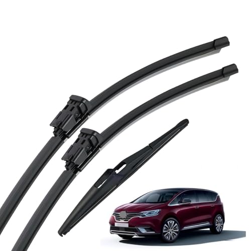 Balais d'essuie-glace pour Renault Espace V 2015-2023 | Pack complet avant et arrière 30 28 12 pouces