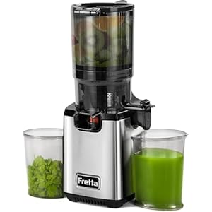Fretta Juicer Slow Juicer, spremiagrumi in acciaio inox, Vincitore del test per frutta e verdura, apertura 135 mm e spremiagrumi da 1,8 l, con funzione inversa, facile da installare, 100% senza BPA
