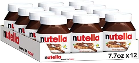 Nutella, Hazelnut Spread with Cocoa for Breakfast, 7.7 oz Jar, Bulk 12 Pack