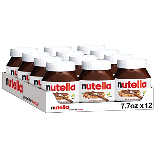 Nutella Hazelnut Spread with Cocoa for Breakfast, Bulk 12 Pack, 7.7 oz Per Jar