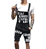 EACH WOMEN Herren Shorts Lässige Jeans Latzhose Herren Sommer Jeans Kurzer Strampler Latzhose Overall Über Knielänge