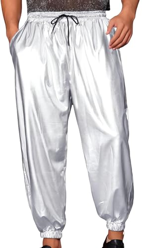 Pantalon disco métallique homme idéal pour soirée rétro et danse
