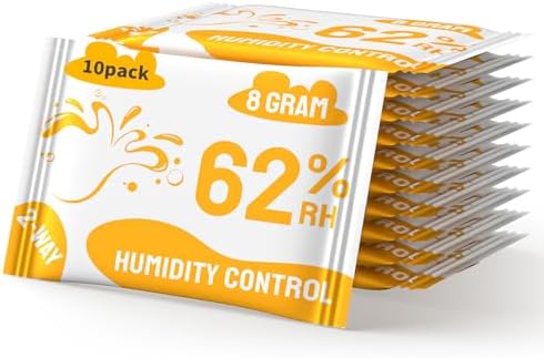 Boadw 2-Wege Feuchtigkeitsregulierung 62% Luftfeuchtigkeit Terpene & Aromaschutz, 8g Feuchtigkeitsregler zur Aufbewahrung von Kräutern schützt bis zu 28g - 10 Stück