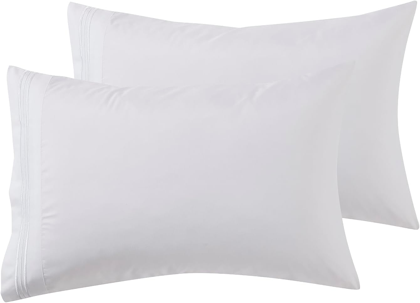 Nestl White Pillow Cases Queen Size Set of 2, Soft Queen Pillow Case, 1800