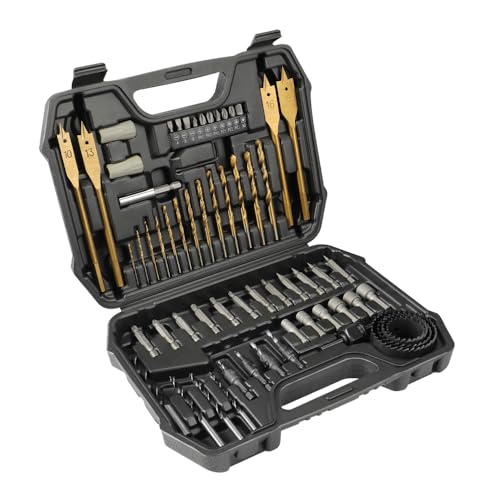 Hoteche 62-teiliges Holzbohrer Set – HSS Spiralbohrer, Flachbohrer, Dreispitzbohrer, Magnetischer Bithalter et in stabiler Kunststoffbox – Bohrer Set für präzise Holzarbeiten, gemischt, professionell