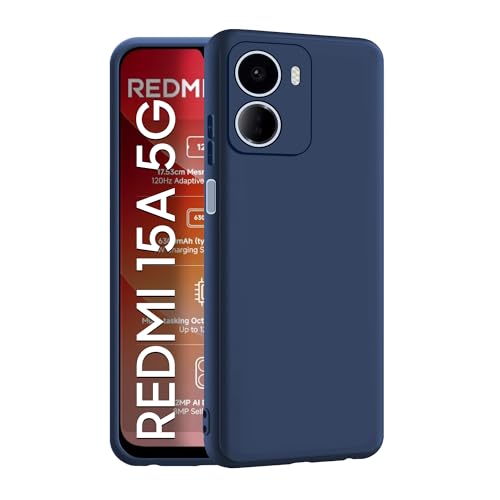 Image of CEDO Back Cover for Redmi 15A (5G) | Camera Bump Protection & Inner Velvet Fabric Lining | Ultra Slim Matte Soft Rubberised Case Cover (Blue)