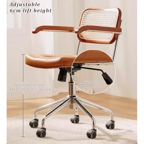 Chaise de bureau en rotin réglable avec dossier ergonomique naturel