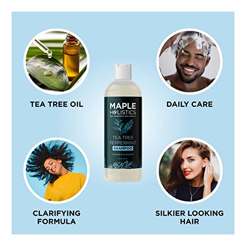 Tea Tree Shampoo Sulfate Free - Clarifying Shampoo For Build Up And Flakes With Peppermint Oil And Tea Tree Essential Oil For Dry Scalp Treatment - Deep Cleansing Tea Tree Mint Shampoo For Oily Hair #TOP4
