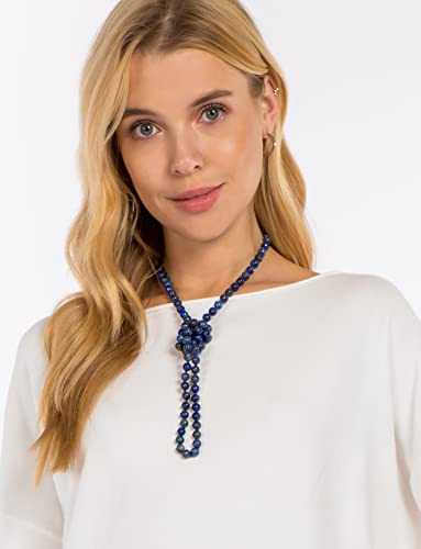 Mgr My Gems Rock! 36-40Inch Long 7.50Mm-8Mm Genuine Polished-Finish Lapis-Lazuli Endless Infinity Opera Length Chakra Mala Style Beaded Strand Necklace. 108 Beads Mala Necklace. #TOP3