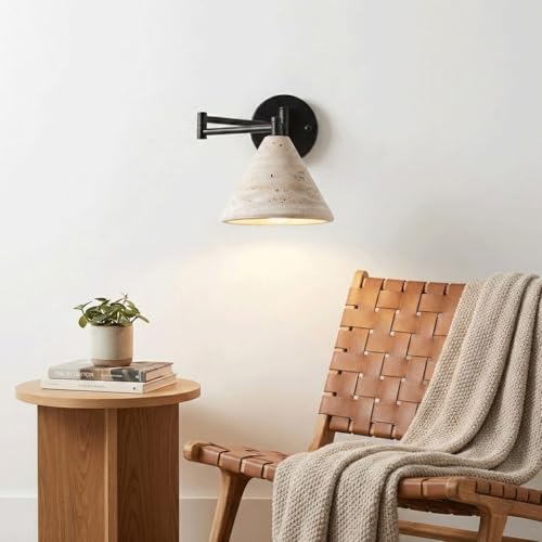 Aplique de pared de travertino amarillo con brazo articulado 8