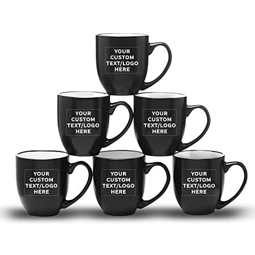 Custom Bistro Coffee Mugs 16 Oz. Set Of 10, Personalized Bulk Pack - Great For Tea, Cocoa, Diner, Travel Mugs - White #TOP6