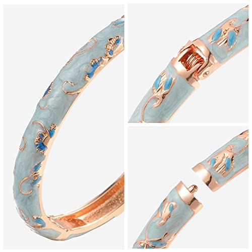 Ujoy Bracelets Multicolor Golden Butterfly Enamel Indian Jewelry Handmade Open Cuff Bangle For Women 55B30 Blue #TOP4