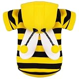 Adorable Bumblebee Halloween Costume Hoodie for Medium Dogs: Featuring Fun Wings and a Cozy Black and Yellow Sweatshirt Design, Perfect for Cosplay and Festive Celebrations! XL