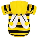 Adorable Bumblebee Halloween Costume Hoodie for Medium Dogs: Featuring Fun Wings and a Cozy Black and Yellow Sweatshirt Design, Perfect for Cosplay and Festive Celebrations! XL