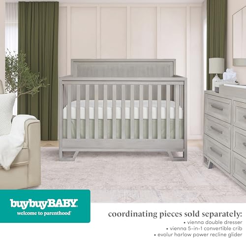 Image of Evolur Full-Size Bed Conversion Rails, Designed & Tested Cribs, Durable Hardwood Build with Secure Mattress Slats, Easy Assembly - Sunbleached