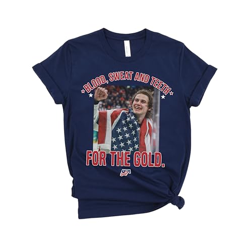 Jack Hughes Shirt – USA Gold Hockey T-Shirt, Blood Sweat and Teeth Graphic Tee, New Jersey Hockey Fan Gift