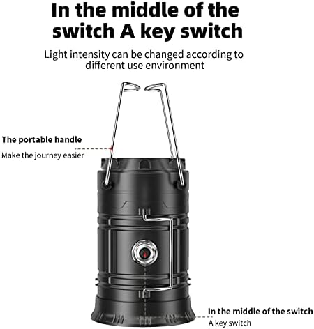 Portable LED Camping Lights, 2PCS Collapsible Camping Lanterns Battery Powered, Waterproof Foldable Hook Camping Lamps for Indoors Outdoors Hurricane Emergency Storm Outages
