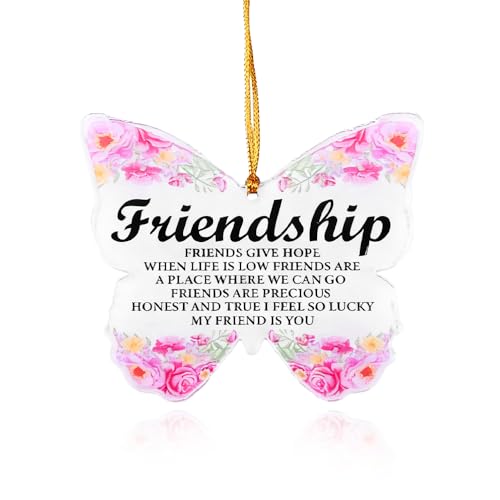 Christmas Ornament for Special Friend Birthday Gifts for Best Friend Women Friendship Butterfly Gift Bestie Holiday Gifts for Friends Souvenirs Bestie Wedding Gift Best Friend Hanging Ornament for Car