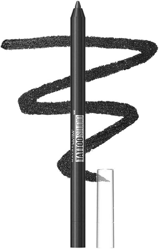 MAYBELLINE New York Tattoo Studio Lápiz delineador de ojos afilable de larga duración, pigmentos de gel suaves que se deslizan con 36 horas de uso, noches metálicas impermeables 0.04 oz