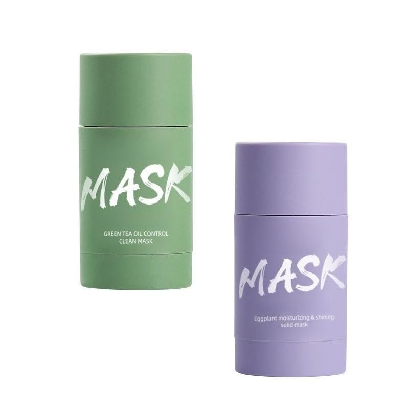 2 Pack Green Tea Oil Control Cleansing Solid Mask Stick, Deep Cleansing, Blackhead Removal, Moisturizing, All Skin Types, 1.41 oz