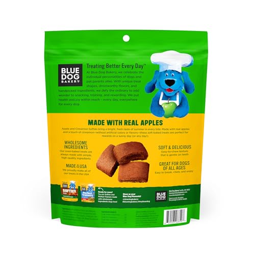 Image of Blue Dog Bakery, Softies Apple Cinnamon Chewy, Small Dog Treats 10oz 1pk | Soft & Chewy Oven-Baked Dog Treat Chews, Made with Real Apples & Other Real Premium Wholesome Ingredients in the USA