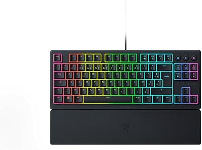 Razer Ornata V3 Tenkeyless – Compact Low Profile Gamer Keyboard (Mecha-Membrane Switches, Magnetic Wrist Rest, UV Varnished ABS Keys) AZERTY Keyboard | Black