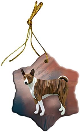 Doggie of the Day Basenji African Hunting Dog Christmas Snowflake Ceramic Ornament