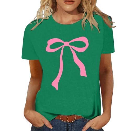 Elegante camiseta estampada con cuello redondo para mujer Camiseta interior larga para mujer, verde, S