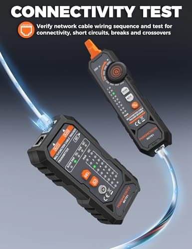 POROMETISTO MCT01 All-in-One Netzwerktester, Kabeltester für RJ45/RJ11 mit Anti-Interferenz Line Finder, POE Test, NCV, Durchgangsprüfung & Crimpkontrolle