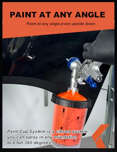 Image of KREFINISH Disposable Paint Sprayer Mixing Cup Liners and Lid System for HVLP Spray Gun,Car Paint Gun 20 Ounce(600ml)Kit with 40 Cups Liners,40 Lids with Strainer,1 Hard Cup with Retainer Ring,20 Plugs
