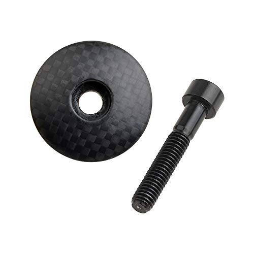 Wanyifa 1 1/8" 3K Carbon Fiber Cycling Headset Stem Top Cap with M6x35mm Titanium Bolt (Matte with Black)