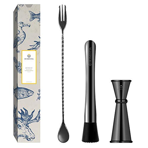 Promo Discount Up To 70% Off Homestia 12" Black Bar Spoon with Muddler for Cocktails and 1&2oz Jigger Stainless Steel Cocktail Mojito Utensil Set Bartending Supplies for Fruit Based Drinks Promo Discount Up To 70% Off Homestia 12" Black Bar Spoon with Muddler for Cocktails and 1&2oz Jigger Stainless Steel Cocktail Mojito Utensil Set Bartending Supplies for Fruit Based Drinks