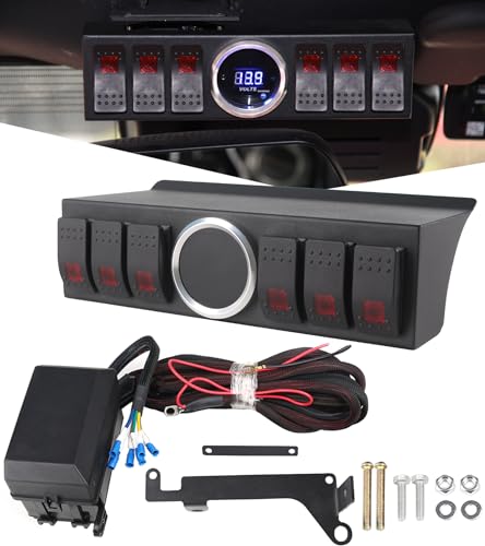 PKEDUO 6 Gang Rocker Switch Panel Overhead with Relay Box Control System Compatible with 2007-2017 Jeep Wrangler JK Sahara Rubicon(NOT for 2018+ JL Models)