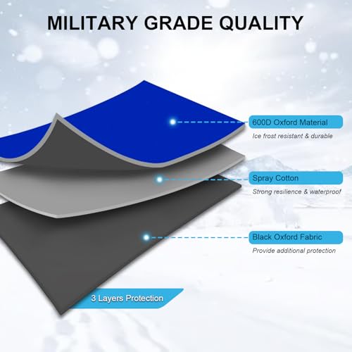 Image of Windshield Cover for Ice and Snow,【Newest 600D Oxford Fabric for Efficient Protection】 Windshield Snow Cover Against Frost with Straps & Side Panels, Fit for Most Cars, SUVs & Trucks (68 inchx42 inch)-Blue