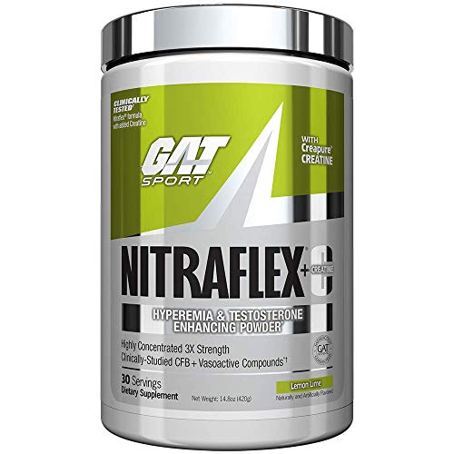 GAT - NITRAFLEX + C - Testosterone Boosting Powder with Creatine, Increases Blood Flow, Builds Muscle Mass, Boosts Strength and Energy, Improves Exercise Performance (Lemon Lime, 30 Servings) GAT - NITRAFLEX + C - Testosterone Boosting Powder with Creatine, Increases Blood Flow, Builds Muscle Mass, Boosts Strength and Energy, Improves Exercise Performance (Lemon Lime, 30 Servings)