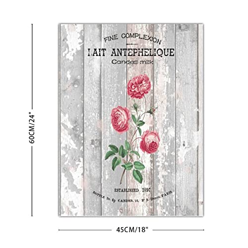 Panneau en bois vintage bouquet de fleurs romantiques style ferme 45x61 cm
