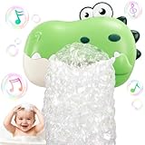 WAVISA Baby Bath Toys, Rechargeable Dinosaur Bath Bubble Machine with Music, Bathtime Bathtub Toys for Toddlers Birthday Gift, Bath Dino Bubble Maker Toys for Kids Ages 1-3 4-8 (Green)