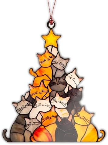 Cat Ornament, Cat Ornaments for Christmas Tree, Funny Holiday Dec...