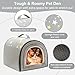 Jiupety Hundehütte Indoor, 2-in-1 Hundehaus für Drinnen, M Größe Hundehöhle Kleine Hunde für Katze und kleine Hunde, Warme Höhle Schlafnest, Grau