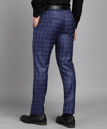 Image of MALENO Men Slim Fit Checked Formal Trouser | Casual Trousers for Everyday Comfort | Slim Fit Formal Trousers for Men