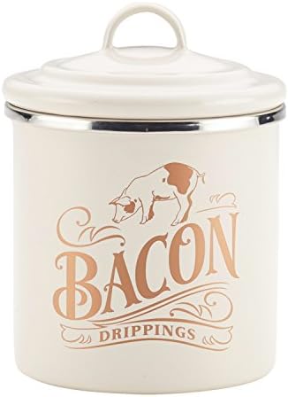 Ayesha Curry Enamel on Steel Bacon Grease Can / Bacon Grease Container - 4 Inch, White