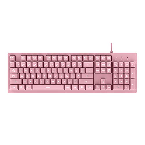 wpOP59NE Mechanical Keyboard,104 Key Pink Button Switch Office Growing Gaming Mechanical Keyboards Compatible with DKS100 Led Backlit Pink