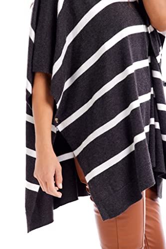 Mud Pie Women's Juno Stripe Poncho, Grey, One Size3