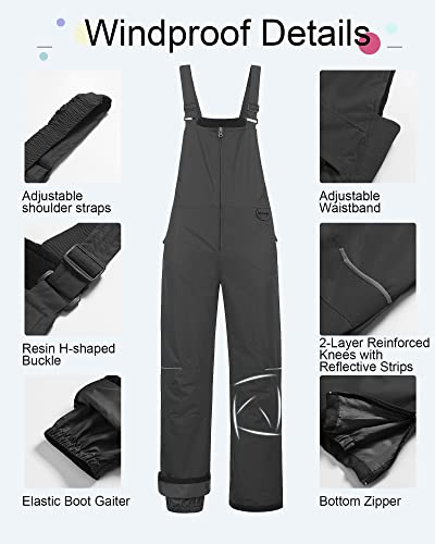 Image of CREATMO US Girl's Snow Bibs Kids Ski Pants Waterproof Insulated Winter Overalls