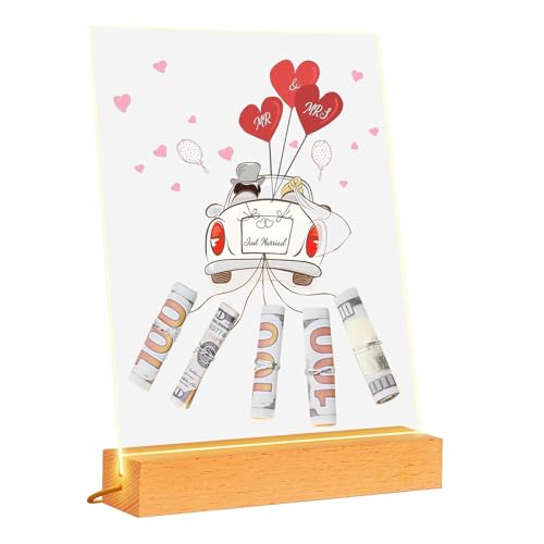 Porte-monnaie LED couples et pince à billets salon bois