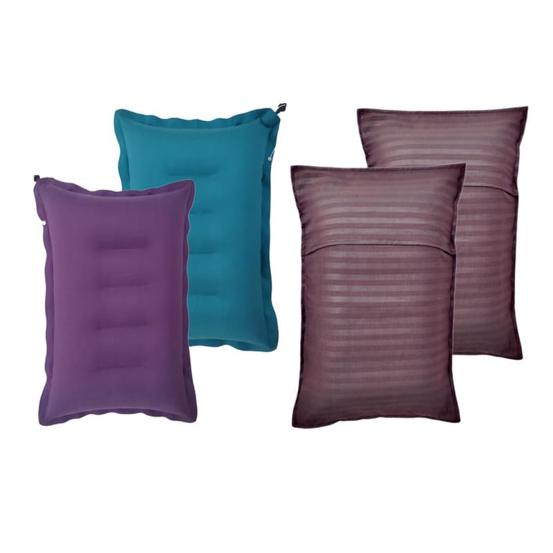 RAV Pack of 2 Pcs Multicolor Soft Cotton Air Pillow with Cotton Pillow Cover for Multipurpose use, Compact and Lightweight Pillow, Neck Support Pillow Travelling in Bus-image-44