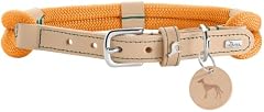 Hunter Hundehalsband Malia, Farbe: apricot/Natur, aus geschmeidigem Tau & robustem Leder, leicht, strapazierfähig, moderner & eleganter Look, frische Farben, Made in Germany, Größe: 65