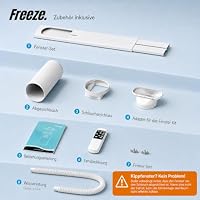 Freeze. seven 7000BTU Mobile Klimaanlage Weiß – Monoblock-Klimagerät mit LED-Display & Fernbedienung, Timer und Sleep‑Modus, verstellbarer Luftauslass, Kindersicherung, inkl. Abluftschlauch & Fenster – Ansicht 8